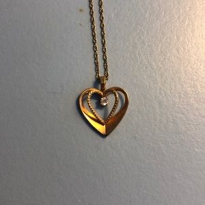 Gold heart diamond necklace